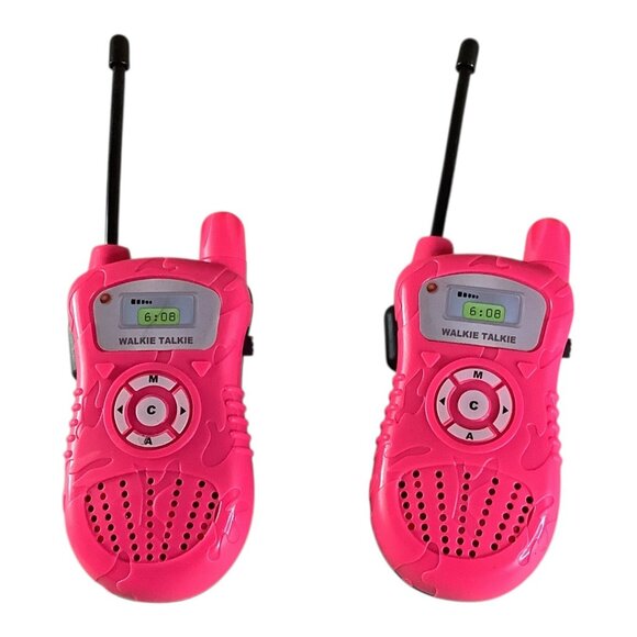 Toy Walkie Talkies 2-Way Radio Pink/Black Pair For Kids Compact Portable Fun - Picture 4 of 7